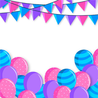 生日蓝紫色气球派对矢量素材